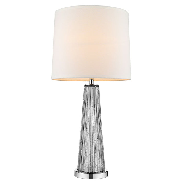 Acclaim Chiara 14" 1 Light Drum Lamp, Chrome/Off-White Shantung