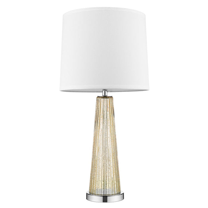 Acclaim Chiara 14" 1 Light Table Lamp, Chrome/Off-White Shantung