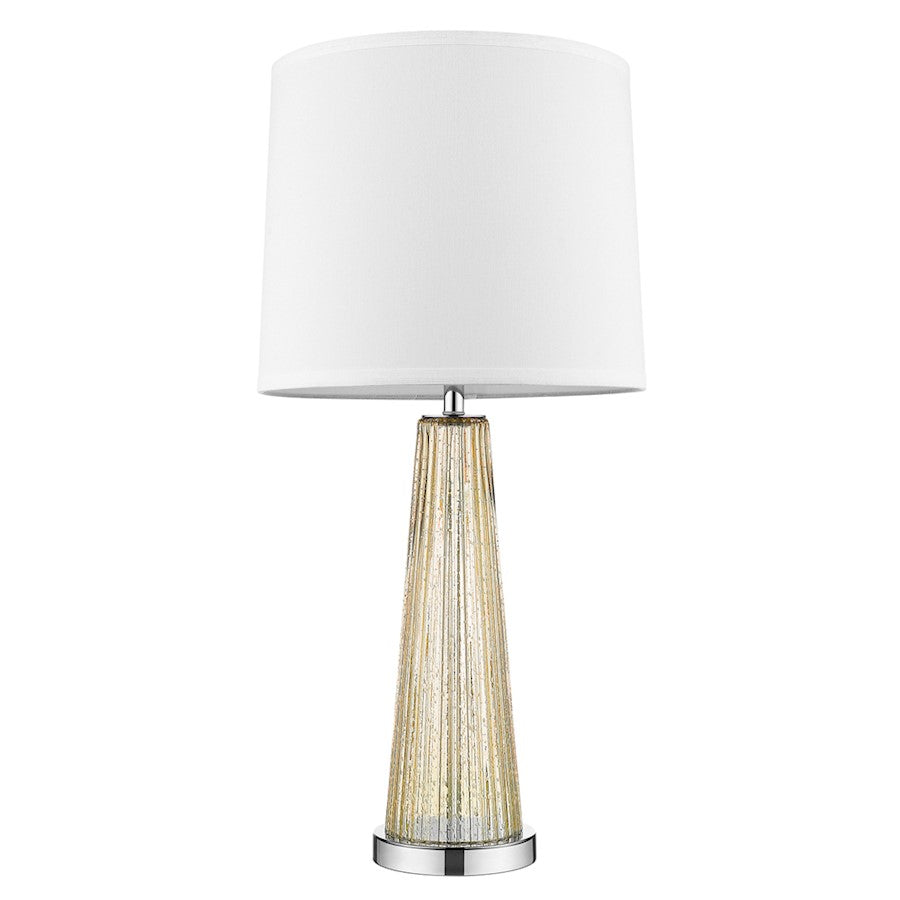 Acclaim Chiara 14" 1 Light Table Lamp, Chrome/Off-White Shantung