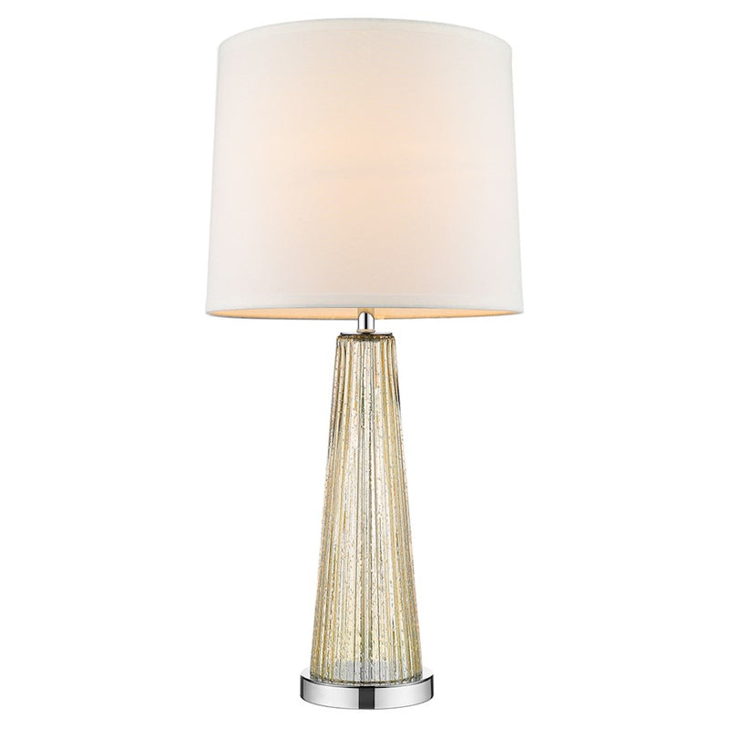 Acclaim Chiara 14" 1 Light Table Lamp, Chrome/Off-White Shantung