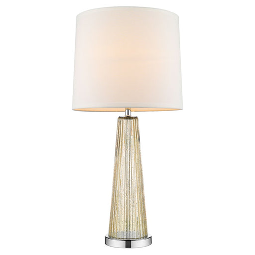 Acclaim Chiara 14" 1 Light Table Lamp, Chrome/Off-White Shantung