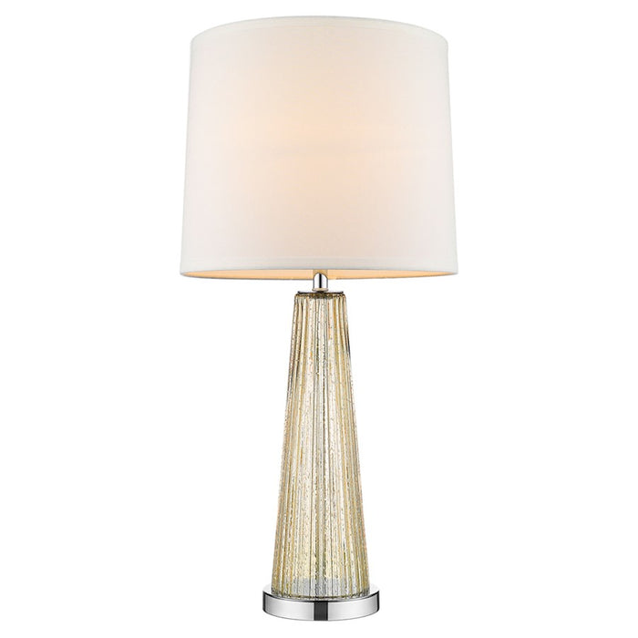 Acclaim Chiara 14" 1 Light Table Lamp, Chrome/Off-White Shantung