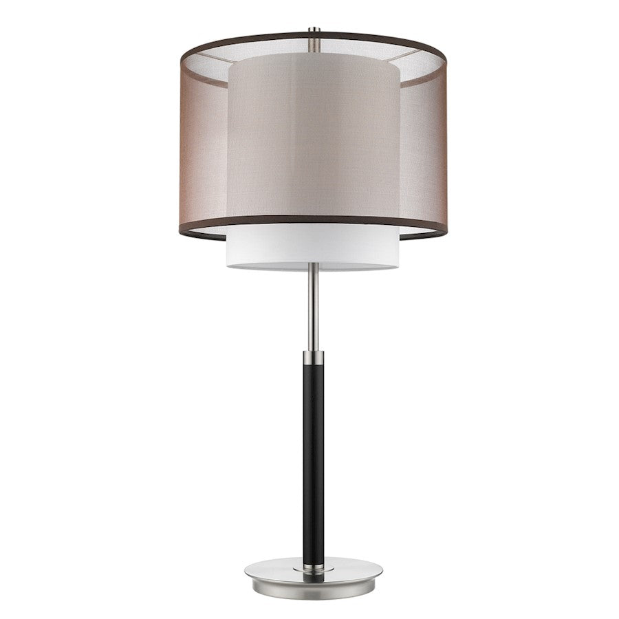 Acclaim Roosevelt Table Lamp, Espresso/Nickel/Gray Shantung