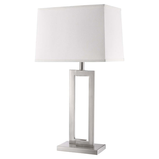Acclaim Riley 1 Light Table Lamp, Nickel/Off-White Shantung
