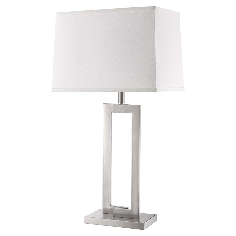 Acclaim Riley 1 Light Table Lamp, Nickel/Off-White Shantung
