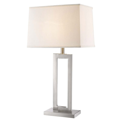Acclaim Riley 1 Light Table Lamp, Nickel/Off-White Shantung