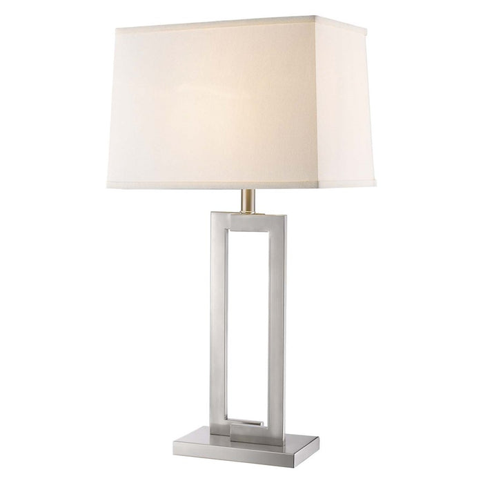 Acclaim Riley 1 Light Table Lamp, Nickel/Off-White Shantung