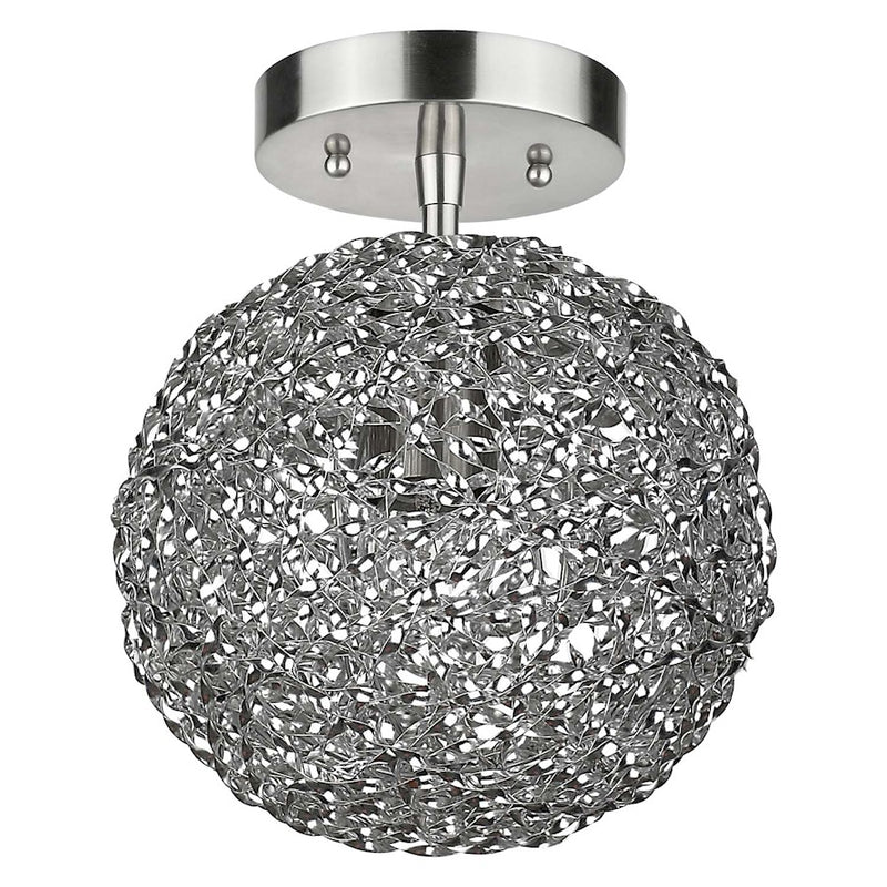 Acclaim Snow Flushmount, Nickel/Hand Woven Aluminum Strand