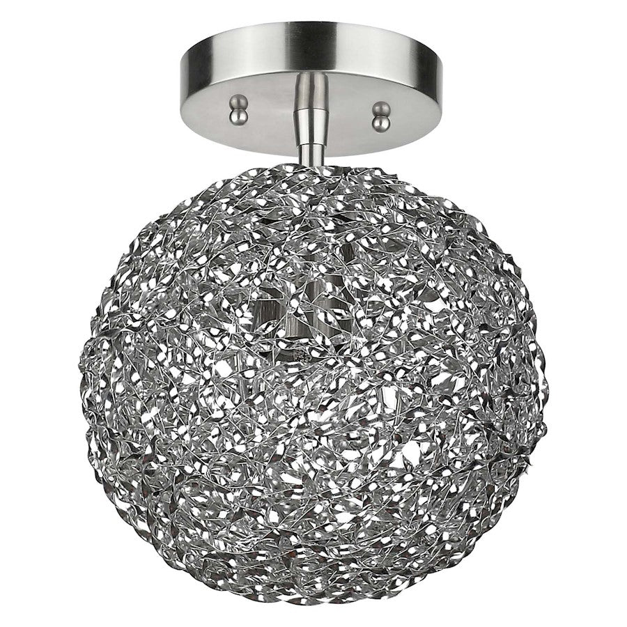 Acclaim Snow Flushmount, Nickel/Hand Woven Aluminum Strand