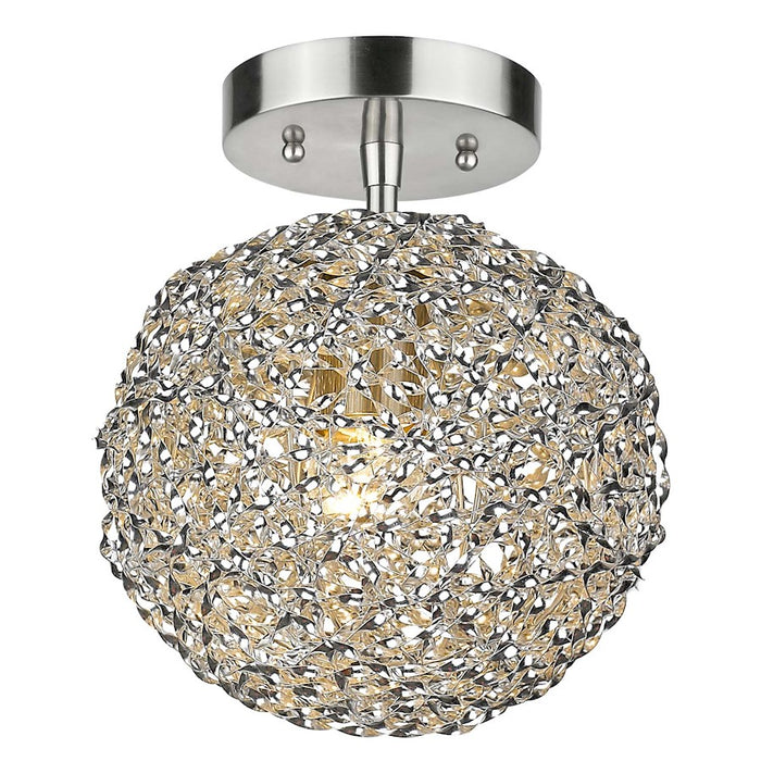 Acclaim Snow Flushmount, Nickel/Hand Woven Aluminum Strand