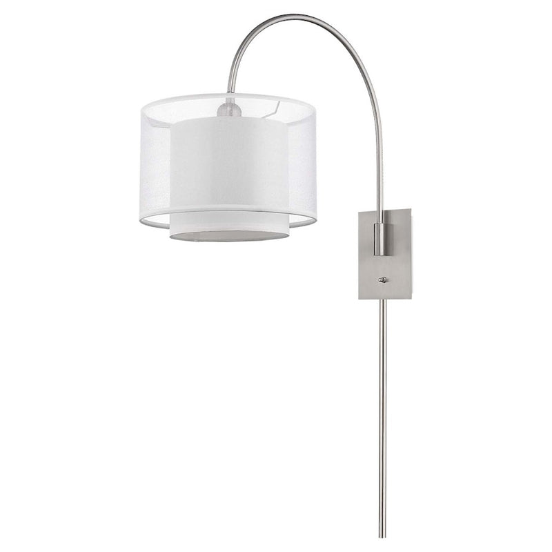 Acclaim Brella 1 Light Wall Lamp, Nickel/Snow Shantung 2 Tier