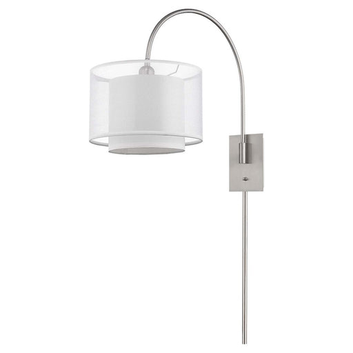 Acclaim Brella 1 Light Wall Lamp, Nickel/Snow Shantung 2 Tier