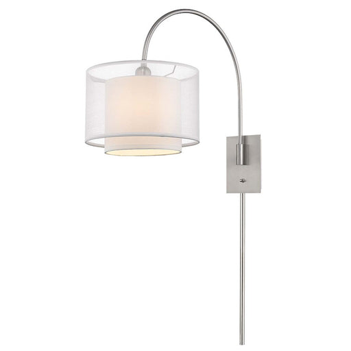Acclaim Brella 1 Light Wall Lamp, Nickel/Snow Shantung 2 Tier