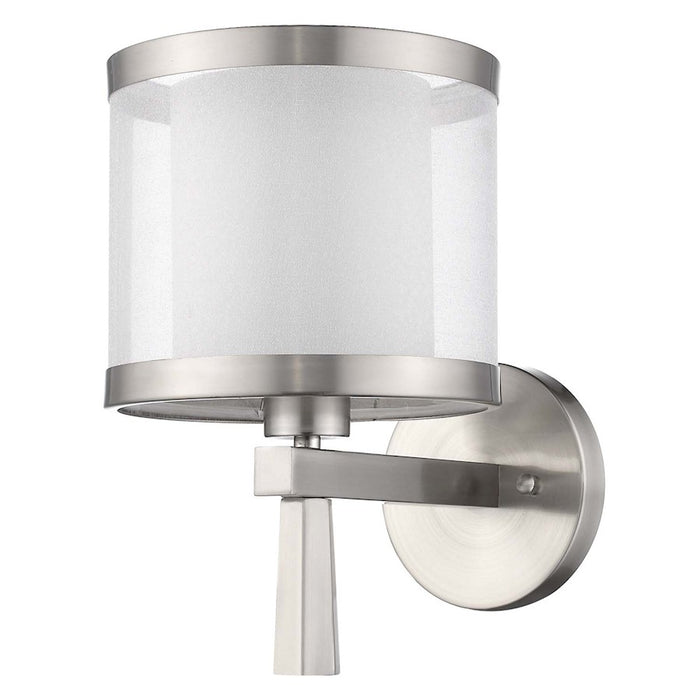 Acclaim Lux Wall Lamp, Nickel/Snow Shantung 2 Tier/Metal Trim