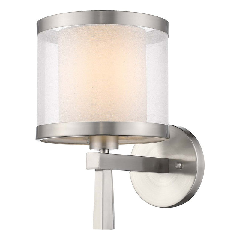 Acclaim Lux Wall Lamp, Nickel/Snow Shantung 2 Tier/Metal Trim