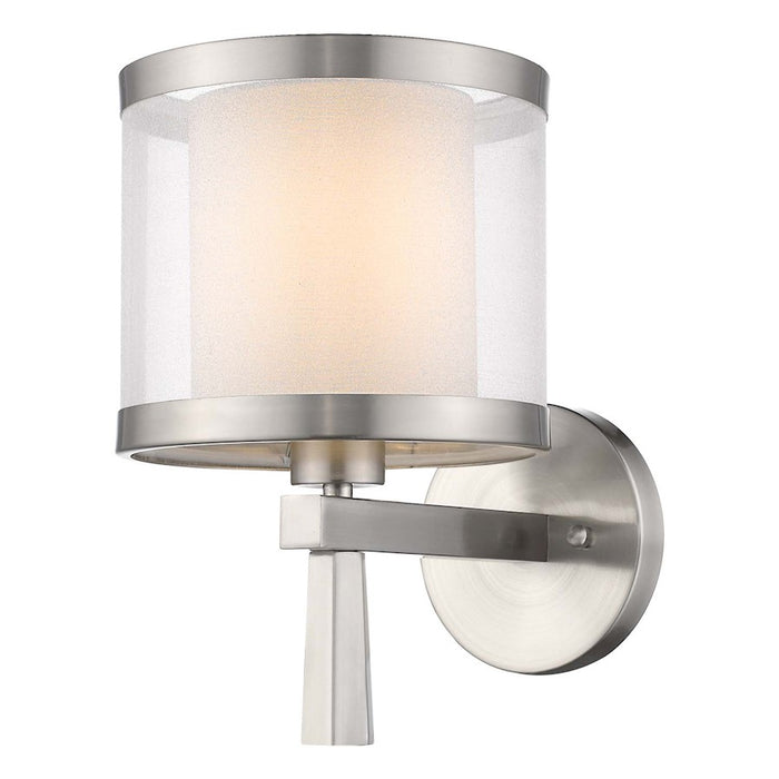 Acclaim Lux Wall Lamp, Nickel/Snow Shantung 2 Tier/Metal Trim
