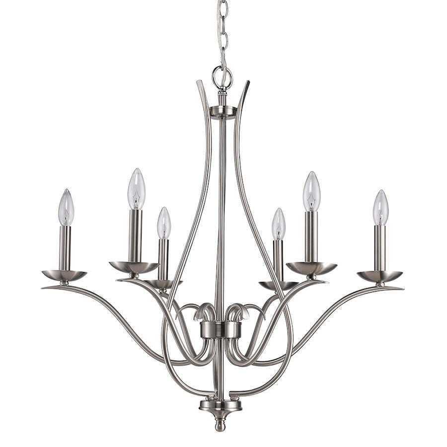 Acclaim Lighting Genevieve 6 Light Chandelier, Satin Nickel