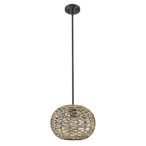 Acclaim Lighting 1 Light 15" Pendant, Black Metal/Natural Seagrass