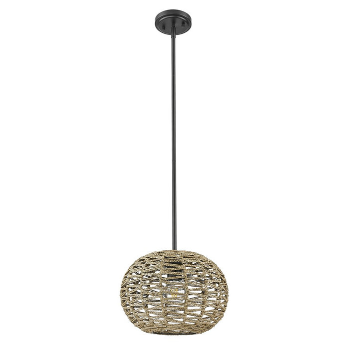 Acclaim Lighting 1 Light 15" Pendant, Black Metal/Natural Seagrass