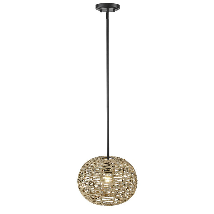 Acclaim Lighting 1 Light 15" Pendant, Black Metal/Natural Seagrass