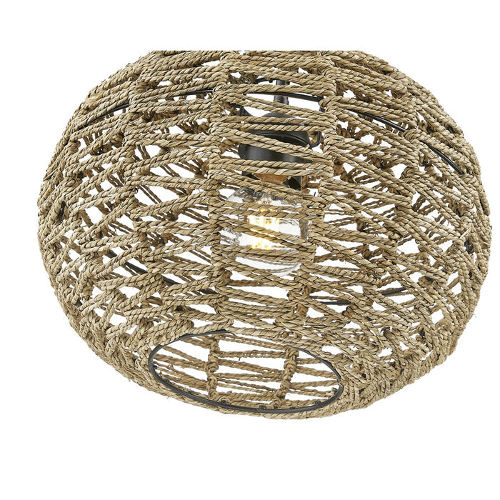 Acclaim Lighting 1 Light 15" Pendant, Black Metal/Natural Seagrass