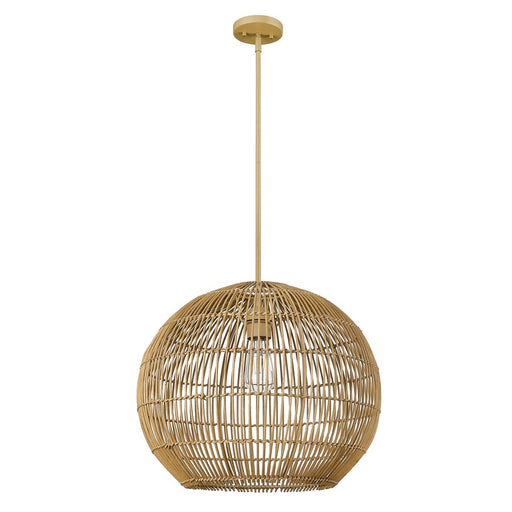 Acclaim Lighting 1 Light 19" Pendant, Tan Metal/Camel Rattan/Camel