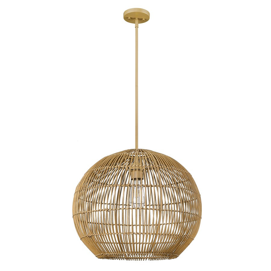 Acclaim Lighting 1 Light 19" Pendant, Tan Metal/Camel Rattan/Camel