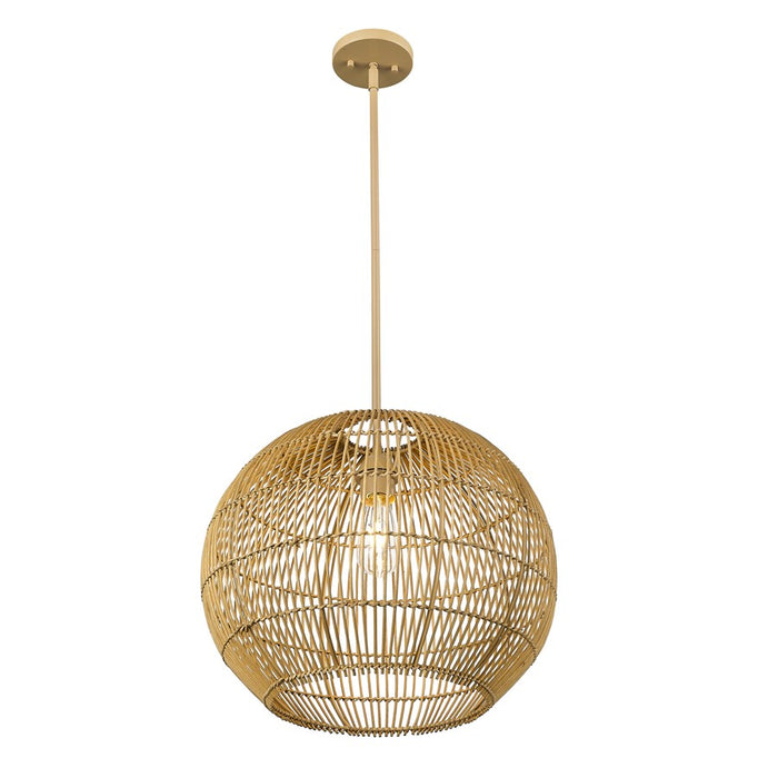 Acclaim Lighting 1 Light 19" Pendant, Tan Metal/Camel Rattan/Camel