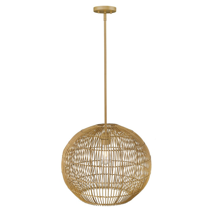 Acclaim Lighting 1 Light 19" Pendant, Tan Metal/Camel Rattan/Camel