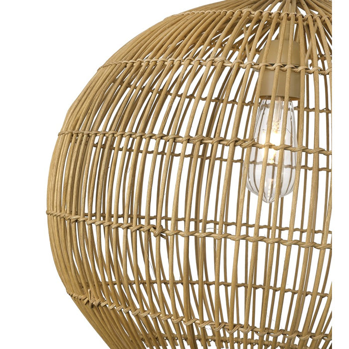 Acclaim Lighting 1 Light 19" Pendant, Tan Metal/Camel Rattan/Camel