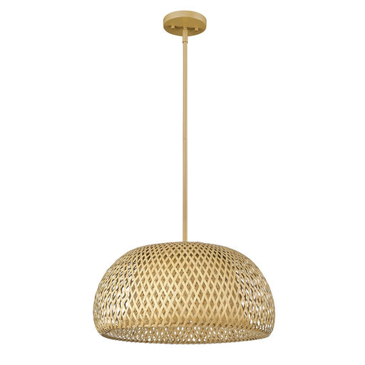 Acclaim Lighting 1 Light 18" Pendant, Tan Metal/Natural Bamboo