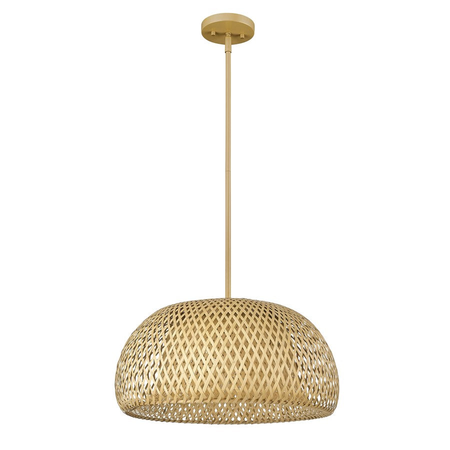 Acclaim Lighting 1 Light 18" Pendant, Tan Metal/Natural Bamboo