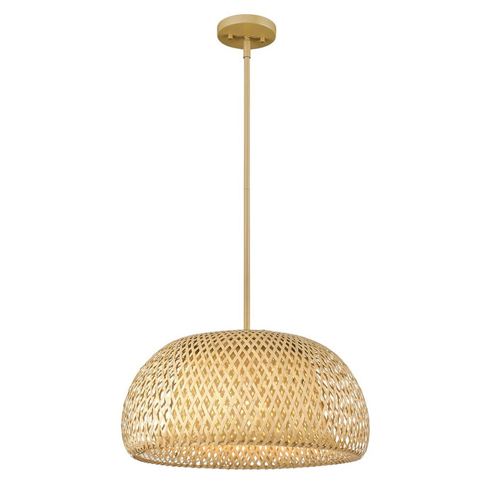 Acclaim Lighting 1 Light 18" Pendant, Tan Metal/Natural Bamboo
