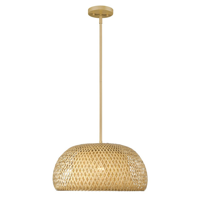 Acclaim Lighting 1 Light 18" Pendant, Tan Metal/Natural Bamboo