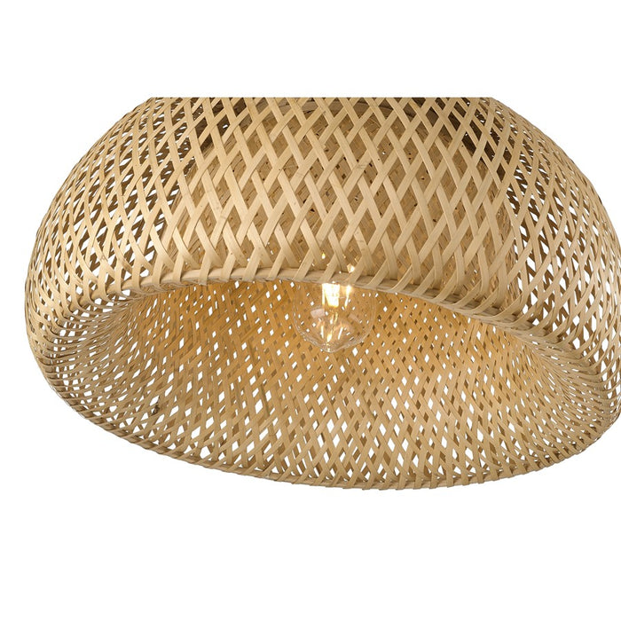 Acclaim Lighting 1 Light 18" Pendant, Tan Metal/Natural Bamboo