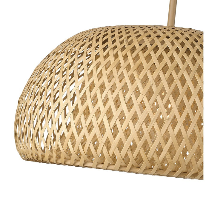 Acclaim Lighting 1 Light 18" Pendant, Tan Metal/Natural Bamboo