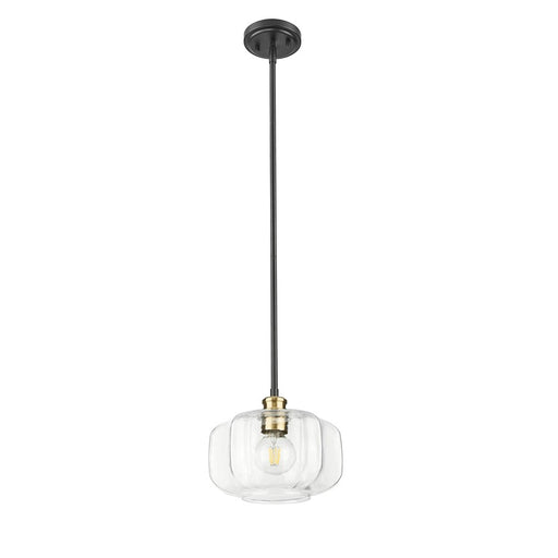 Acclaim Lighting 1 Light 10" Pendant, Matte Black and Brass/Clear