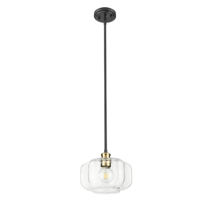 Acclaim Lighting 1 Light 10" Pendant, Matte Black and Brass/Clear