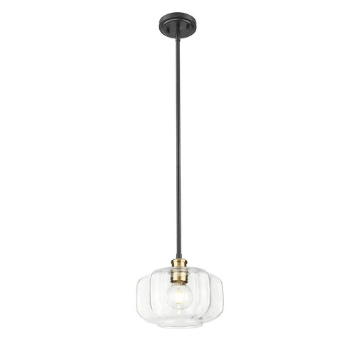 Acclaim Lighting 1 Light 10" Pendant, Matte Black and Brass/Clear