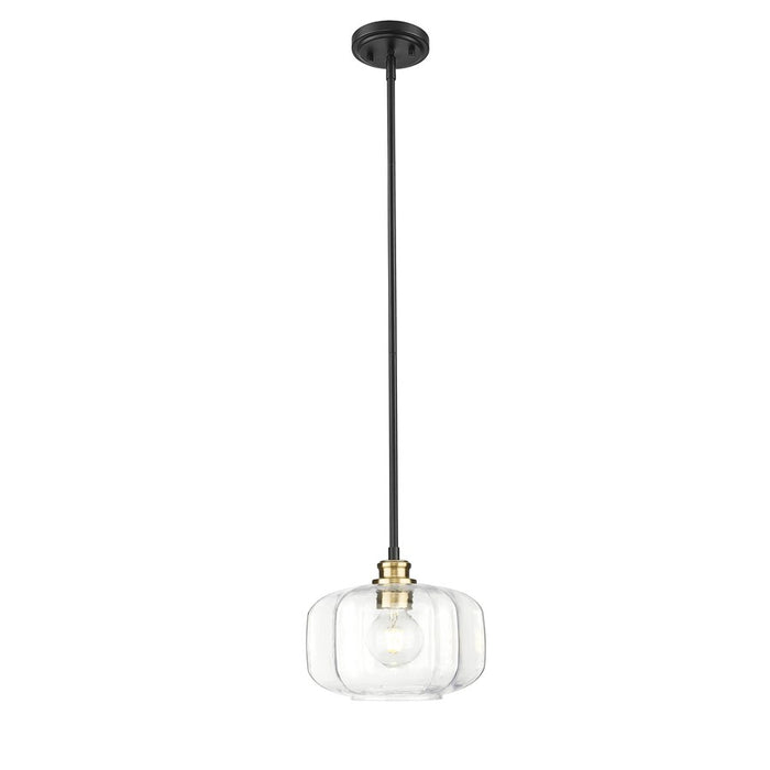 Acclaim Lighting 1 Light 10" Pendant, Matte Black and Brass/Clear