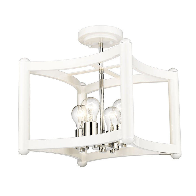 Acclaim Lighting Coyle 4 Light Convertible Pendant, White/Nickel