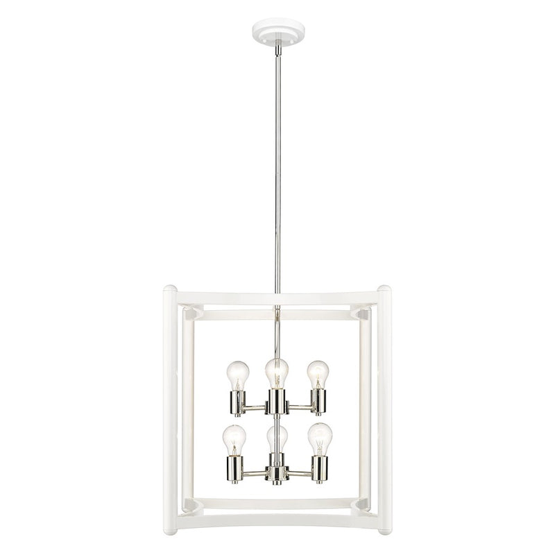 Acclaim Lighting Coyle 6 Light Pendant, White/Nickel Cluster