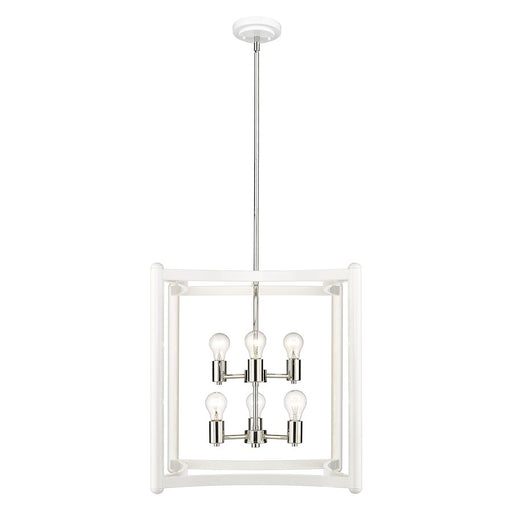 Acclaim Lighting Coyle 6 Light Pendant, White/Nickel Cluster