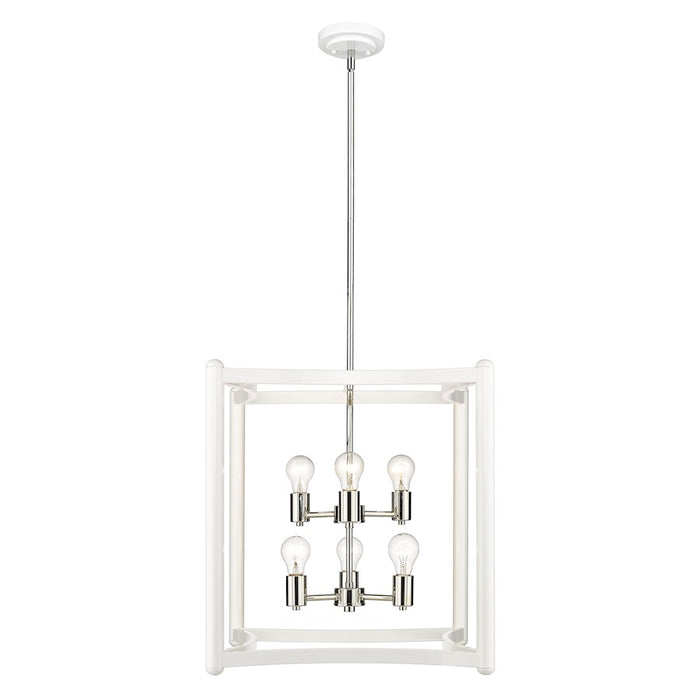 Acclaim Lighting Coyle 6 Light Pendant, White/Nickel Cluster