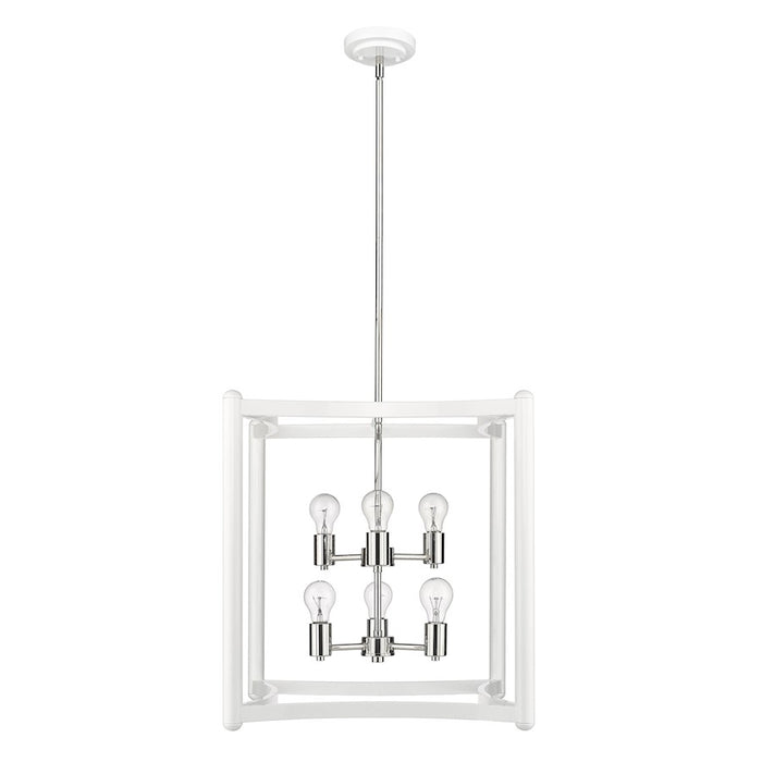 Acclaim Lighting Coyle 6 Light Pendant, White/Nickel Cluster