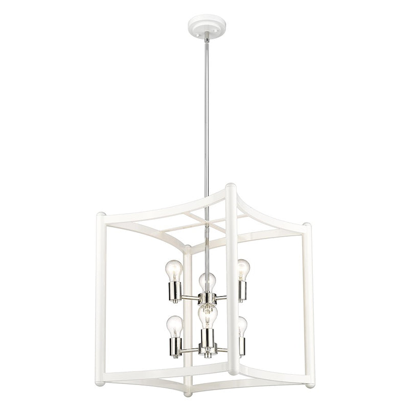 Acclaim Lighting Coyle 6 Light Pendant, White/Nickel Cluster