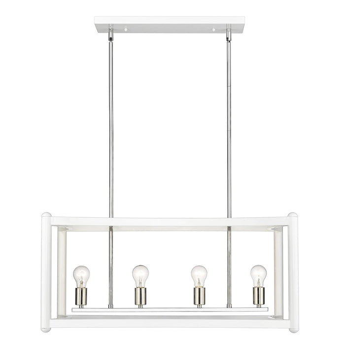 Acclaim Lighting Coyle 8 Light Linear Pendant, White/Nickel Cluster