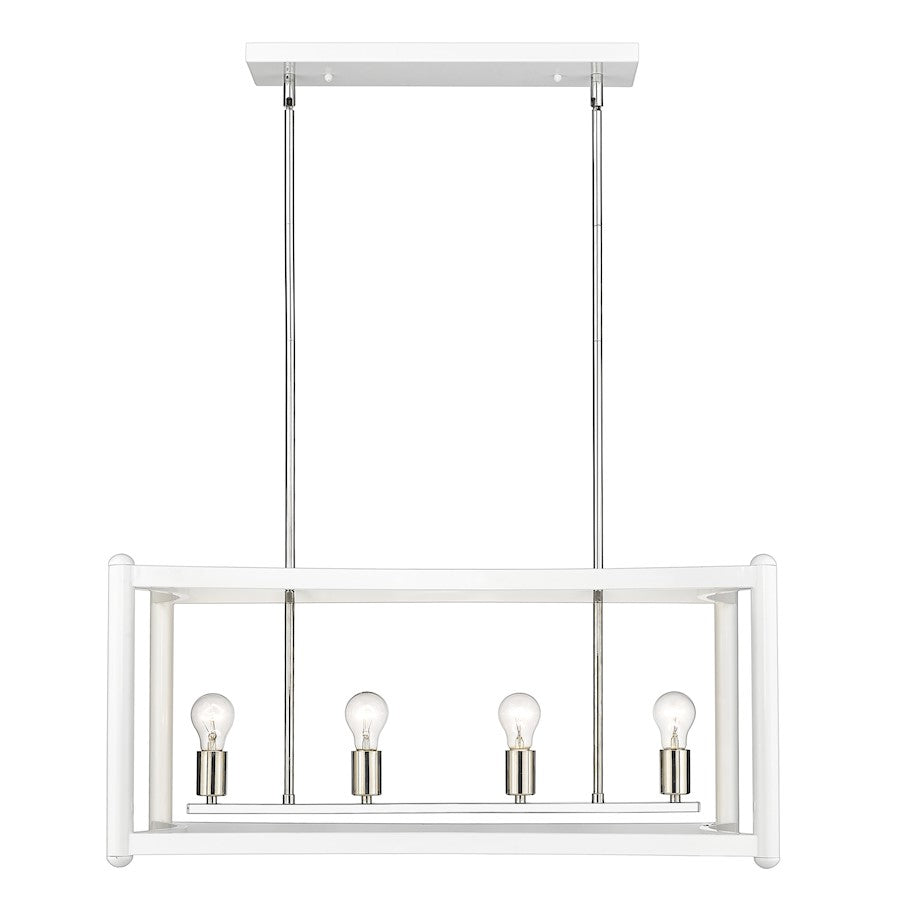 Acclaim Lighting Coyle 8 Light Linear Pendant, White/Nickel Cluster