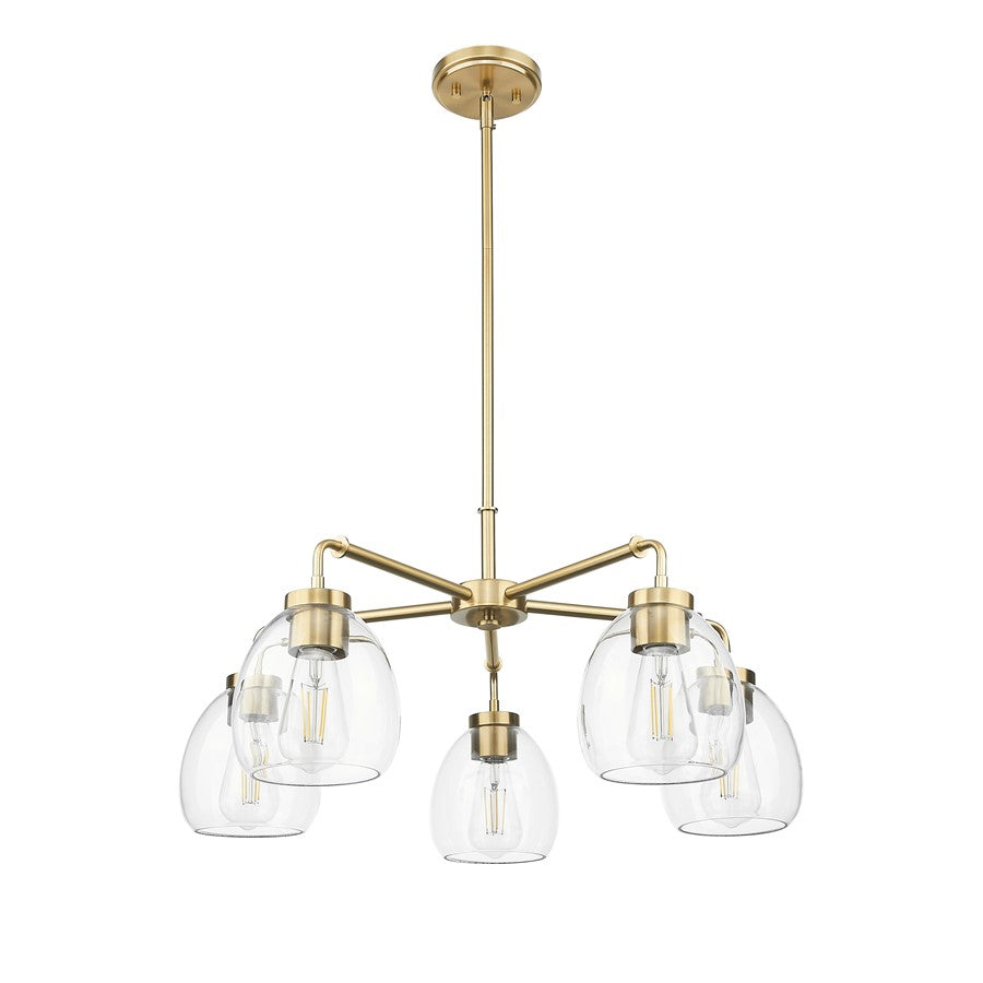 Acclaim Lighting 5 Light 27" Chandelier, Brass/Clear