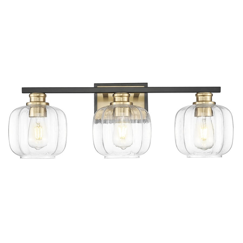 Acclaim Lighting 3 Light 25" Vanity, Matte Black and Brass/Clear